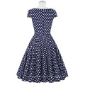 Belle Poque ahuecado de manga corta de estilo Vintage Vintage Polka Dots algodón vestido de 50 años BP000008-6